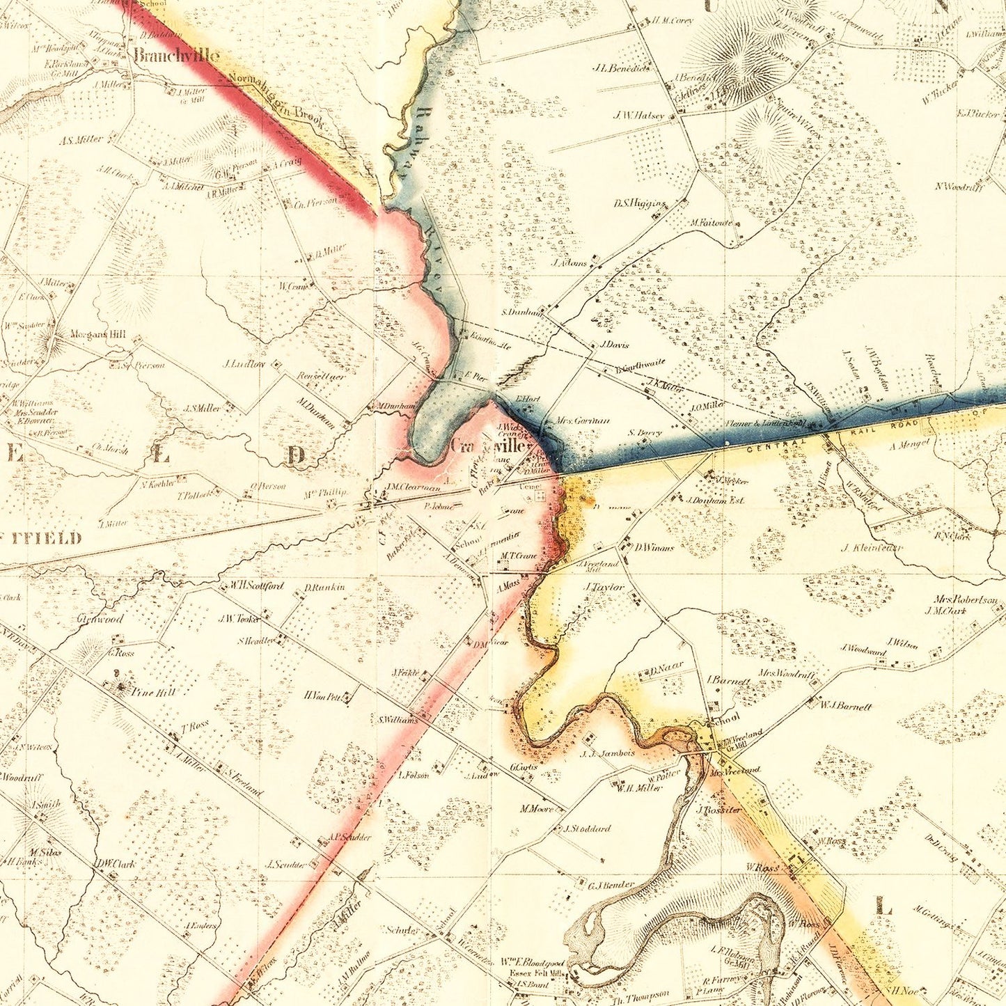 Vintage Map of Union County, New Jersey 1862