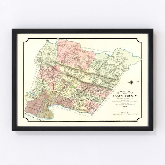 Vintage Map of Essex County, New Jersey 1877