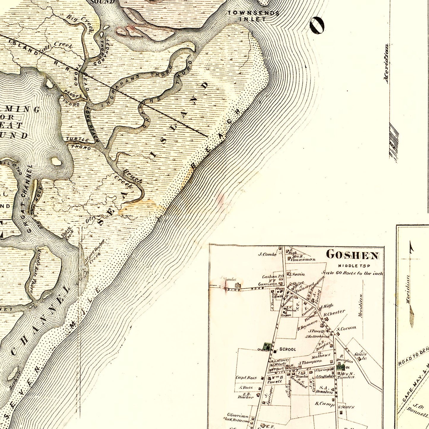 Vintage Map of Cape May County, New Jersey 1872