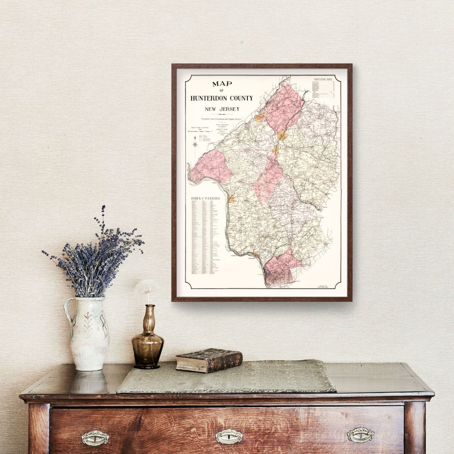 Vintage Map of Hunterdon County, New Jersey 1902