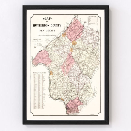 Vintage Map of Hunterdon County, New Jersey 1902