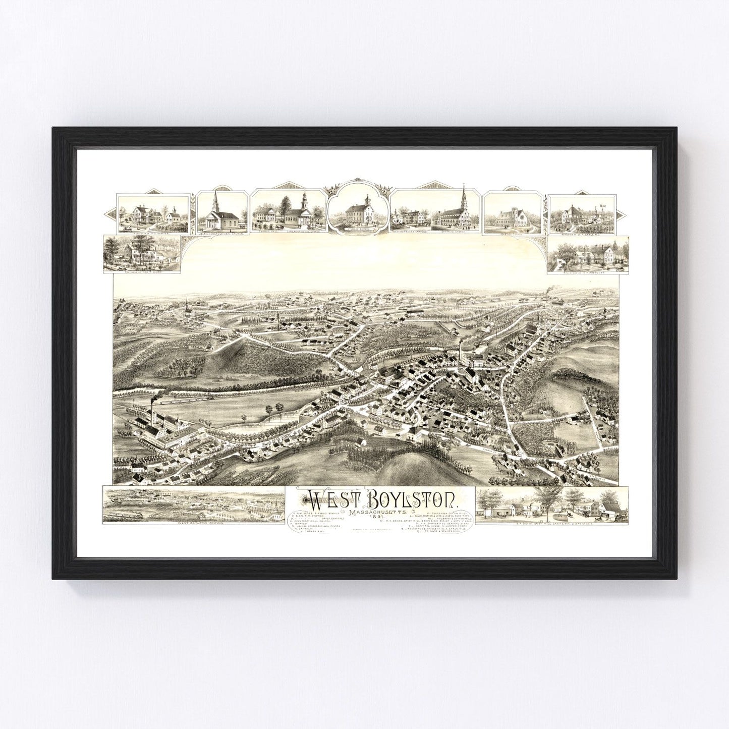 Vintage Map of West Boylston, Massachusetts 1891
