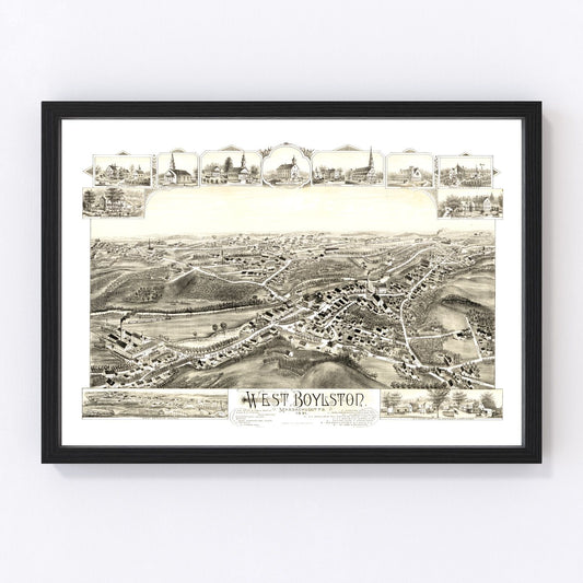 Vintage Map of West Boylston, Massachusetts 1891