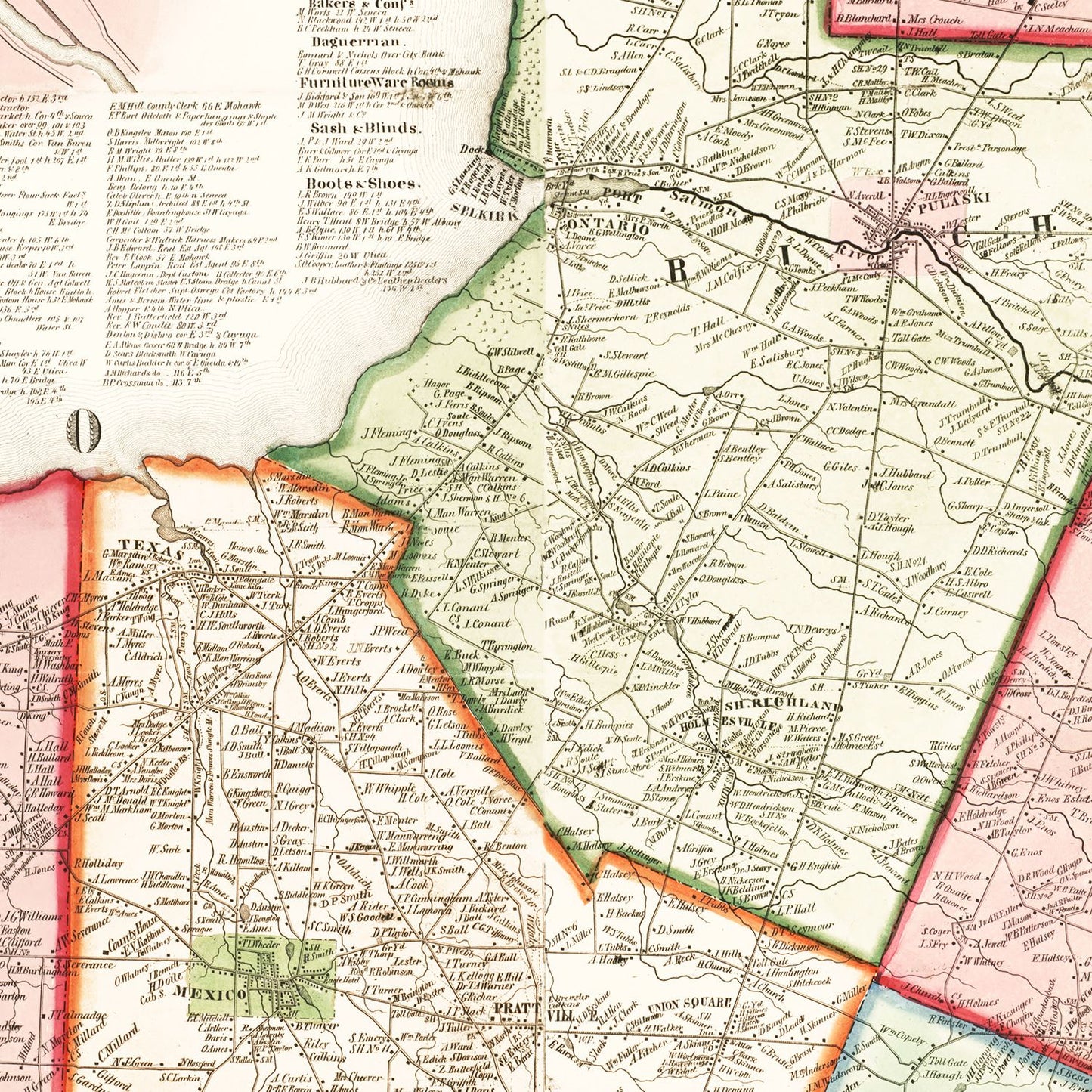 Vintage Map of Oswego County, New York 1854