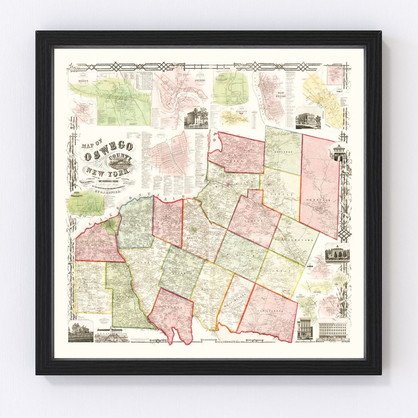 Vintage Map of Oswego County, New York 1854