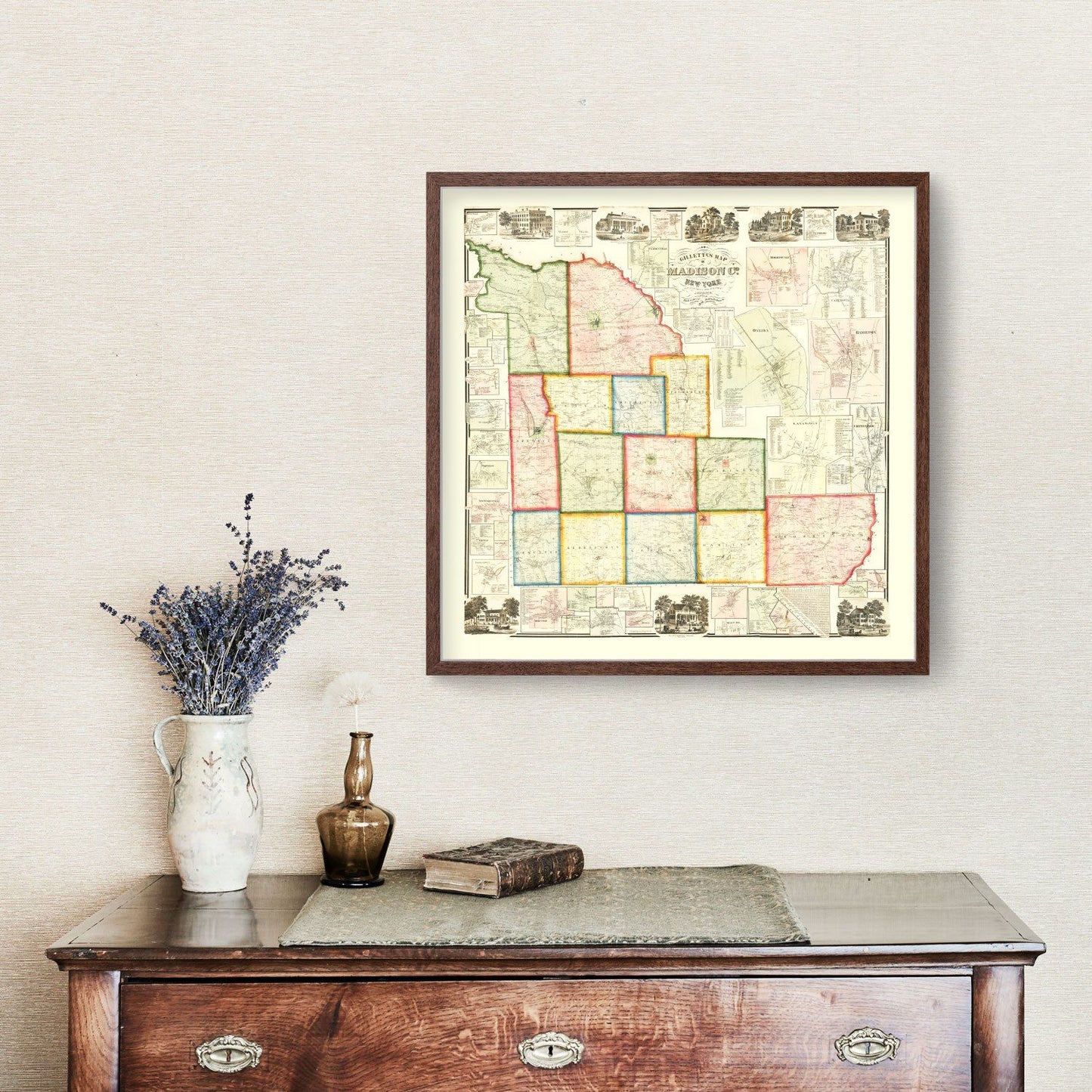 Vintage Map of Madison County, New York 1859