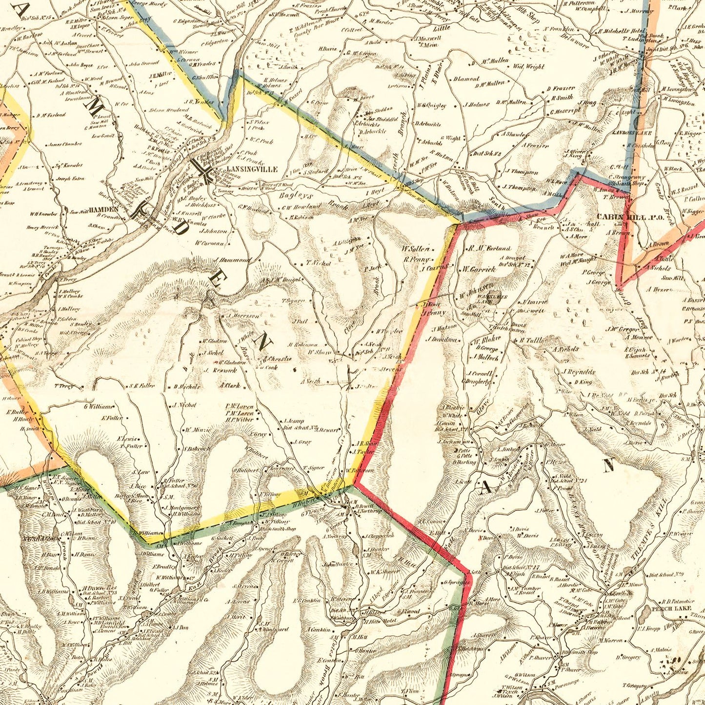 Vintage Map of Delaware County, New York 1856