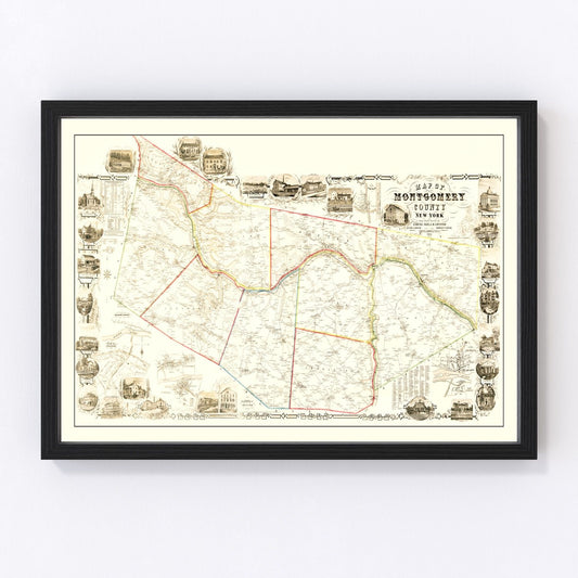 Vintage Map of Montgomery County, New York 1853