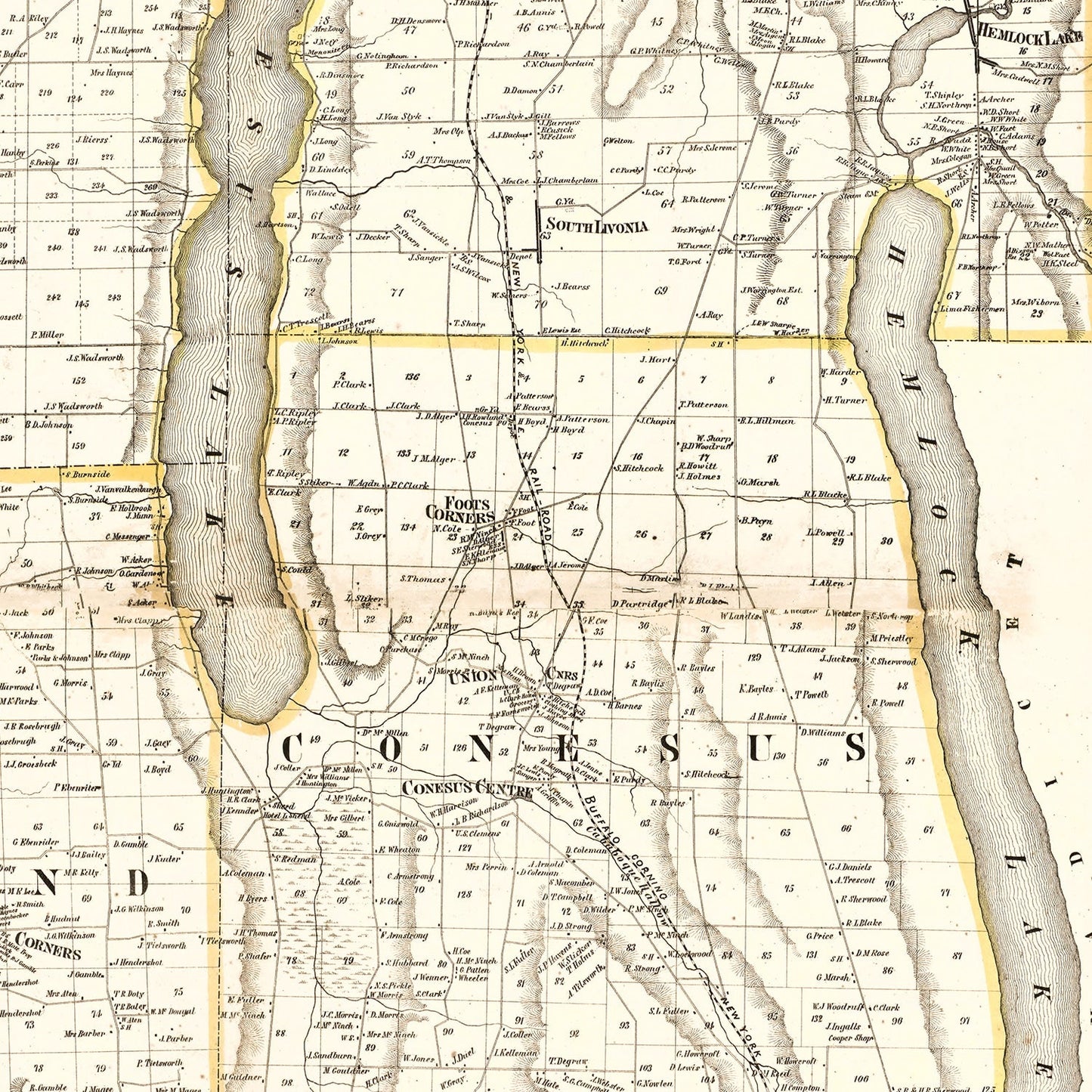 Vintage Map of Livingston County, New York 1858
