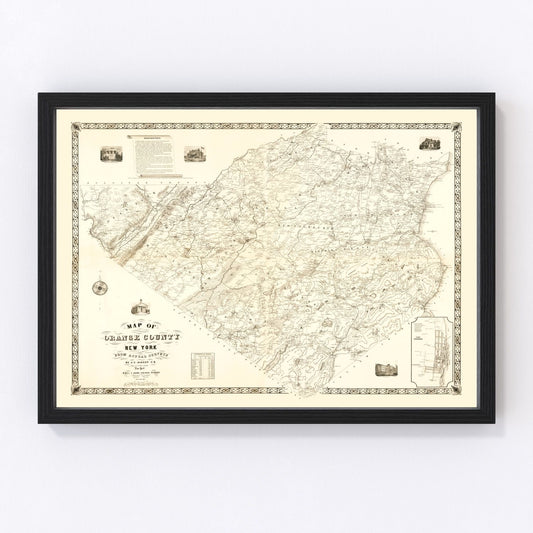 Vintage Map of Orange County, New York 1851