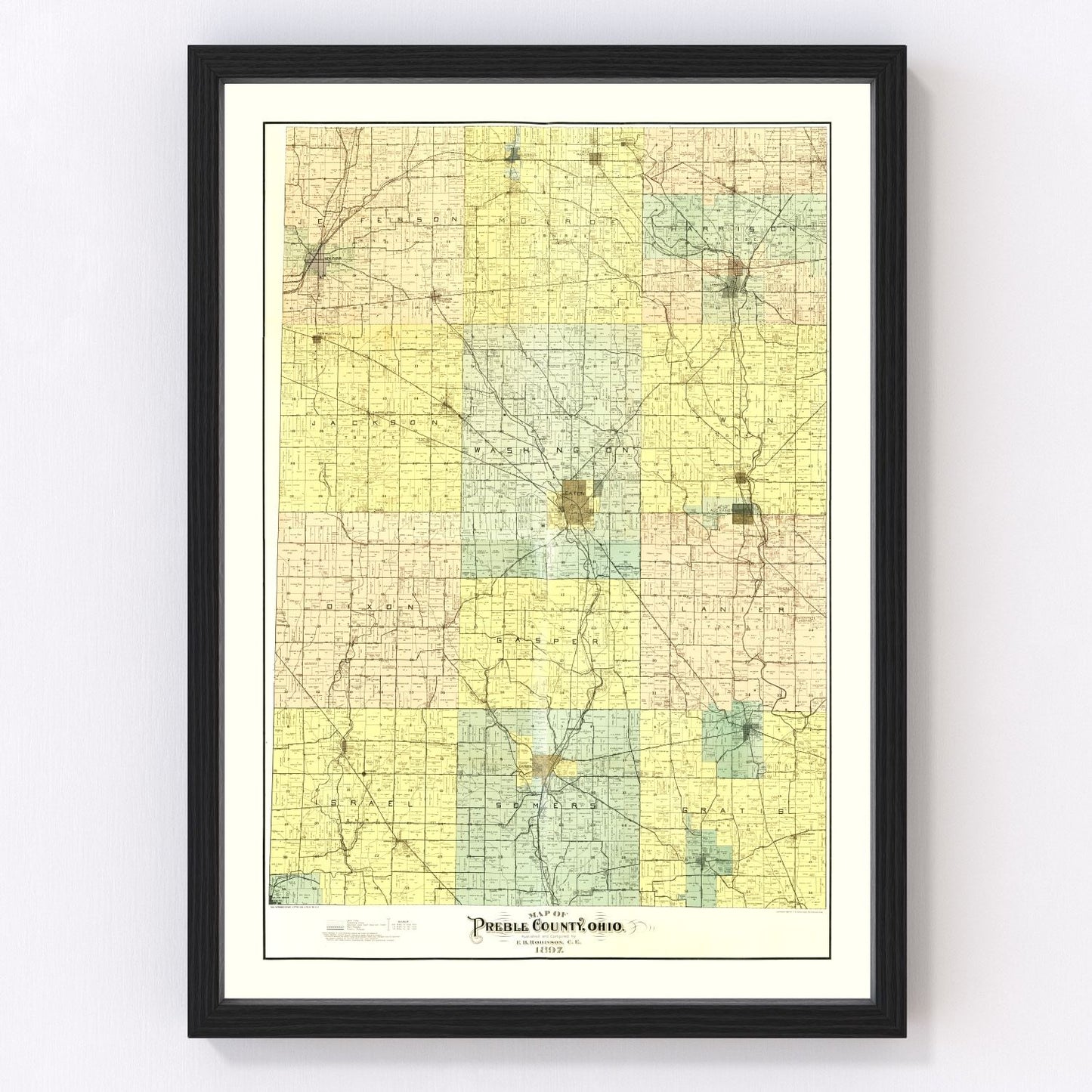 Vintage Map of Preble County, Ohio 1897
