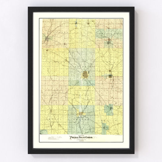 Vintage Map of Preble County, Ohio 1897