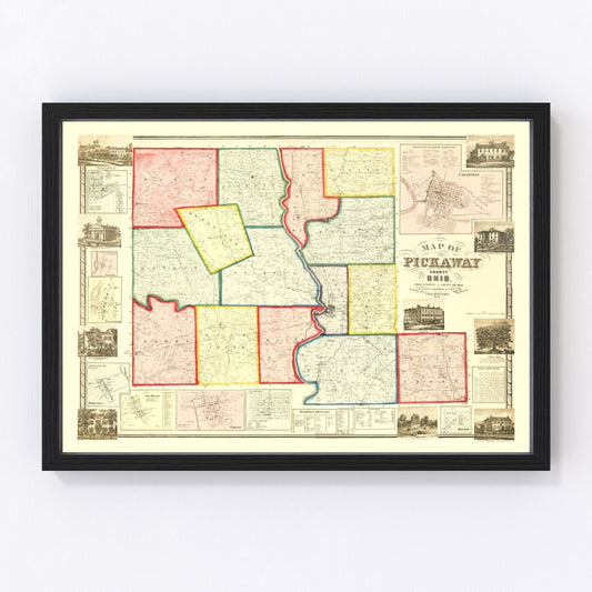 Vintage Map of Pickaway County, Ohio 1858
