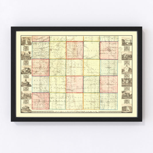 Vintage Map of Ashtabula County, Ohio 1856