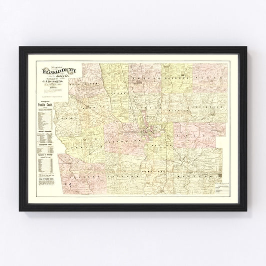 Vintage Map of Franklin County, Ohio 1883