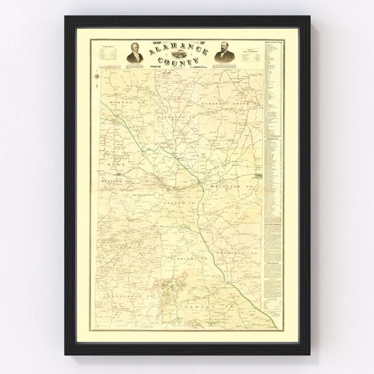 Vintage Map of Alamance County, North Carolina 1893