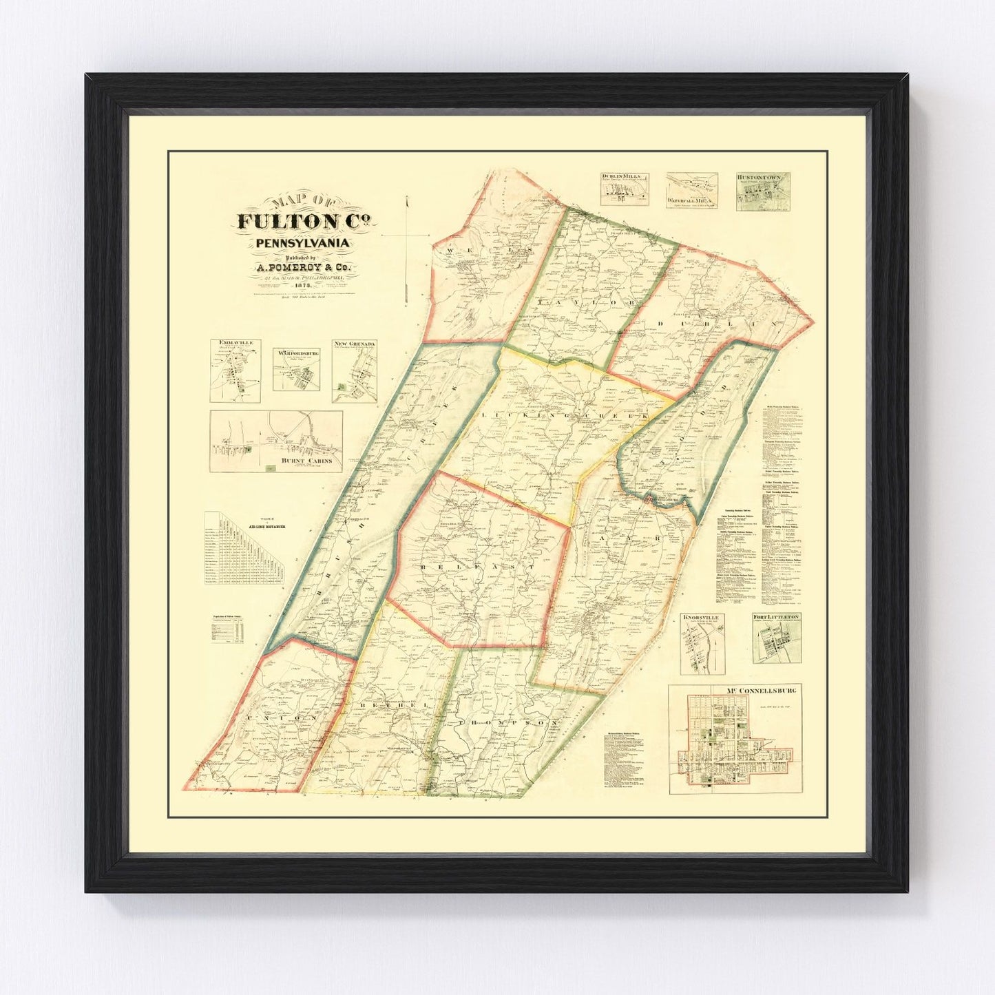 Vintage Map of Fulton County, Pennsylvania 1873