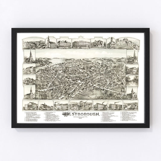 Vintage Map of Westborough, Massachusetts 1888