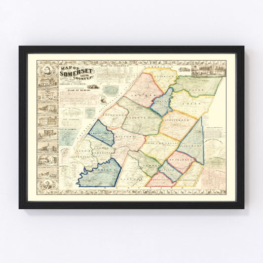 Vintage Map of Somerset County, Pennsylvania 1860