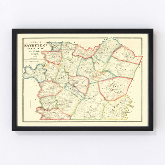 Vintage Map of Fayette County, Pennsylvania 1865
