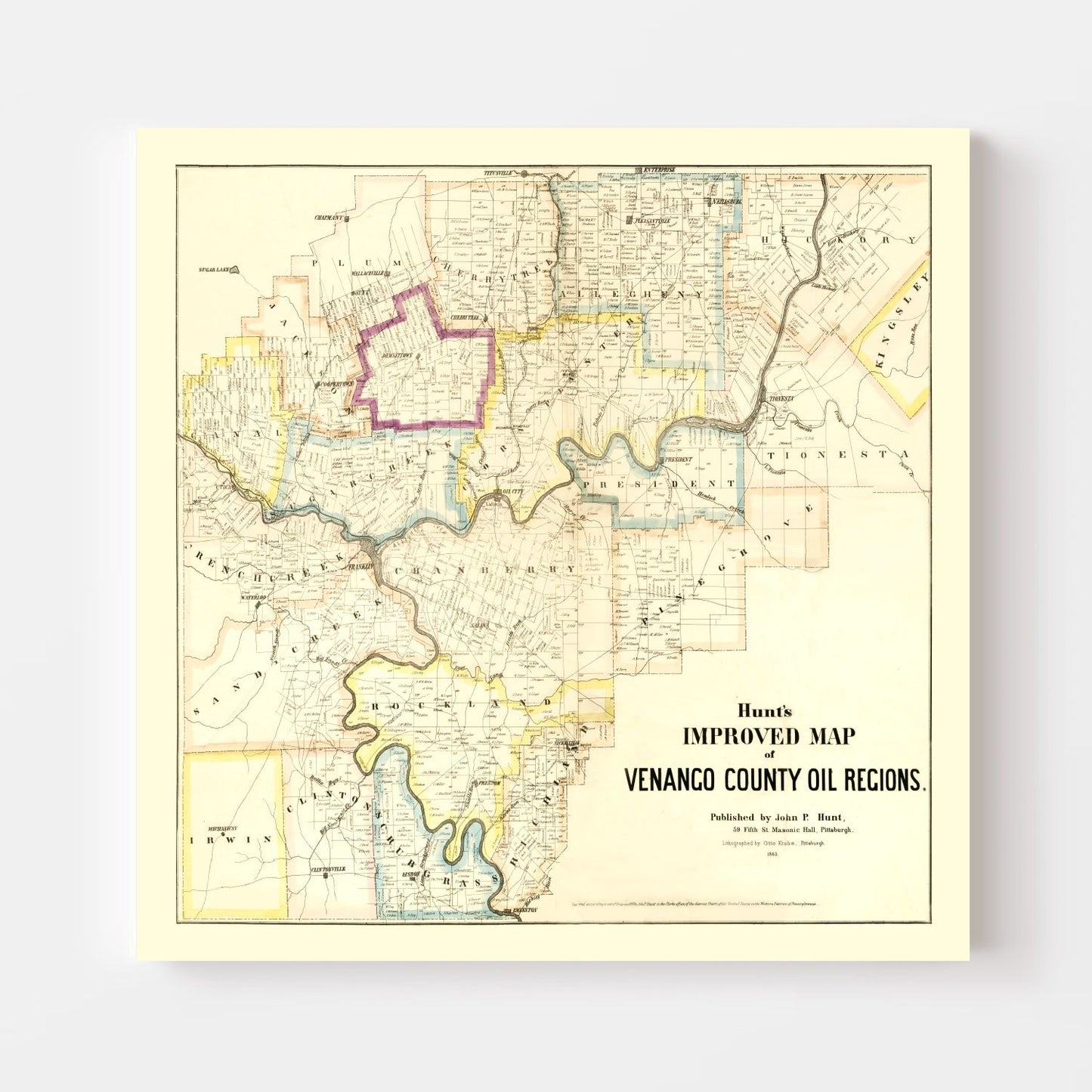 Vintage Map of Venango County, Pennsylvania 1865