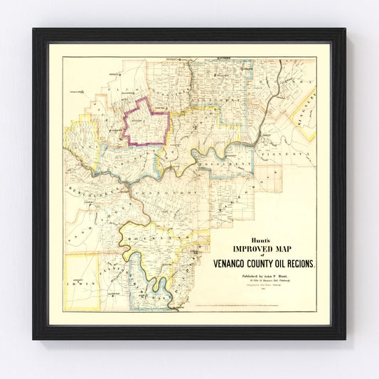 Vintage Map of Venango County, Pennsylvania 1865
