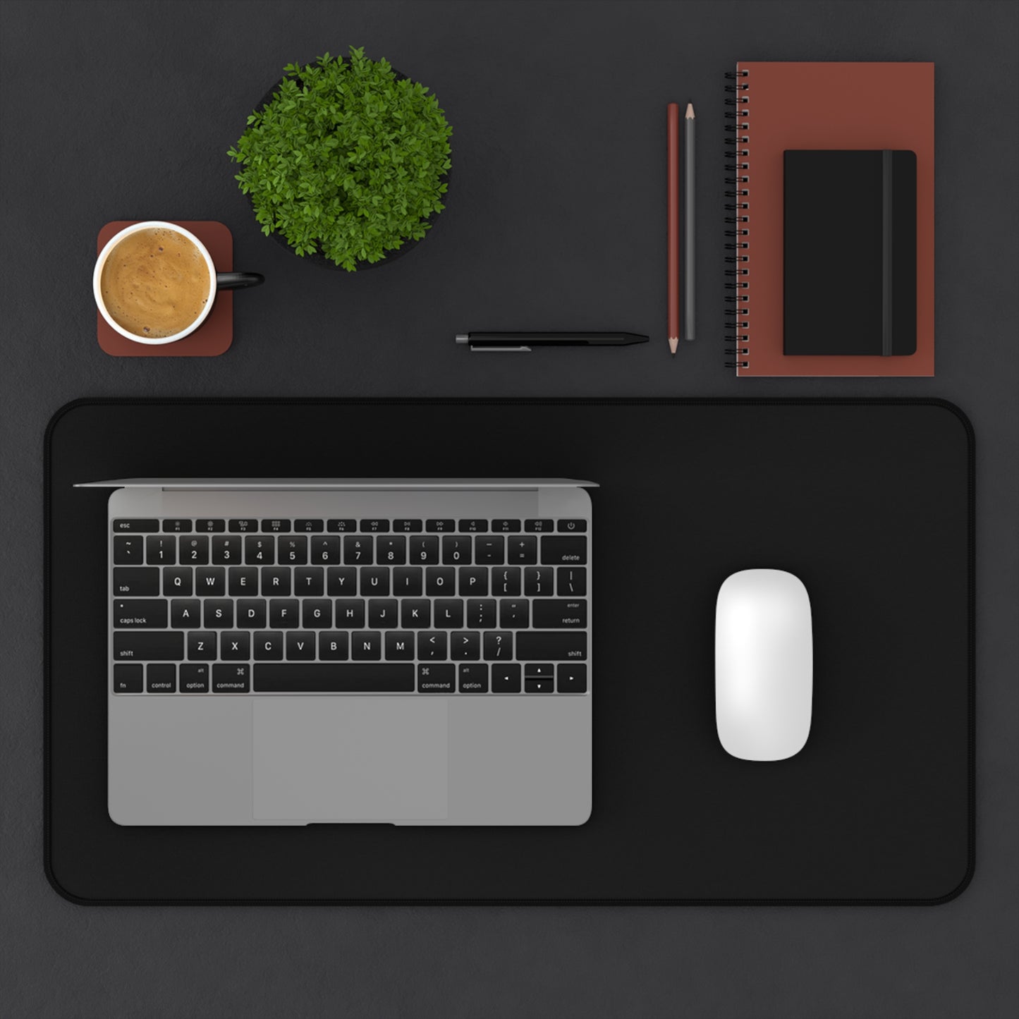 Solid Black Desk Mat | Large Mouse Pad, Waterproof Surface