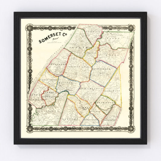 Vintage Map of Somerset County, Pennsylvania 1860