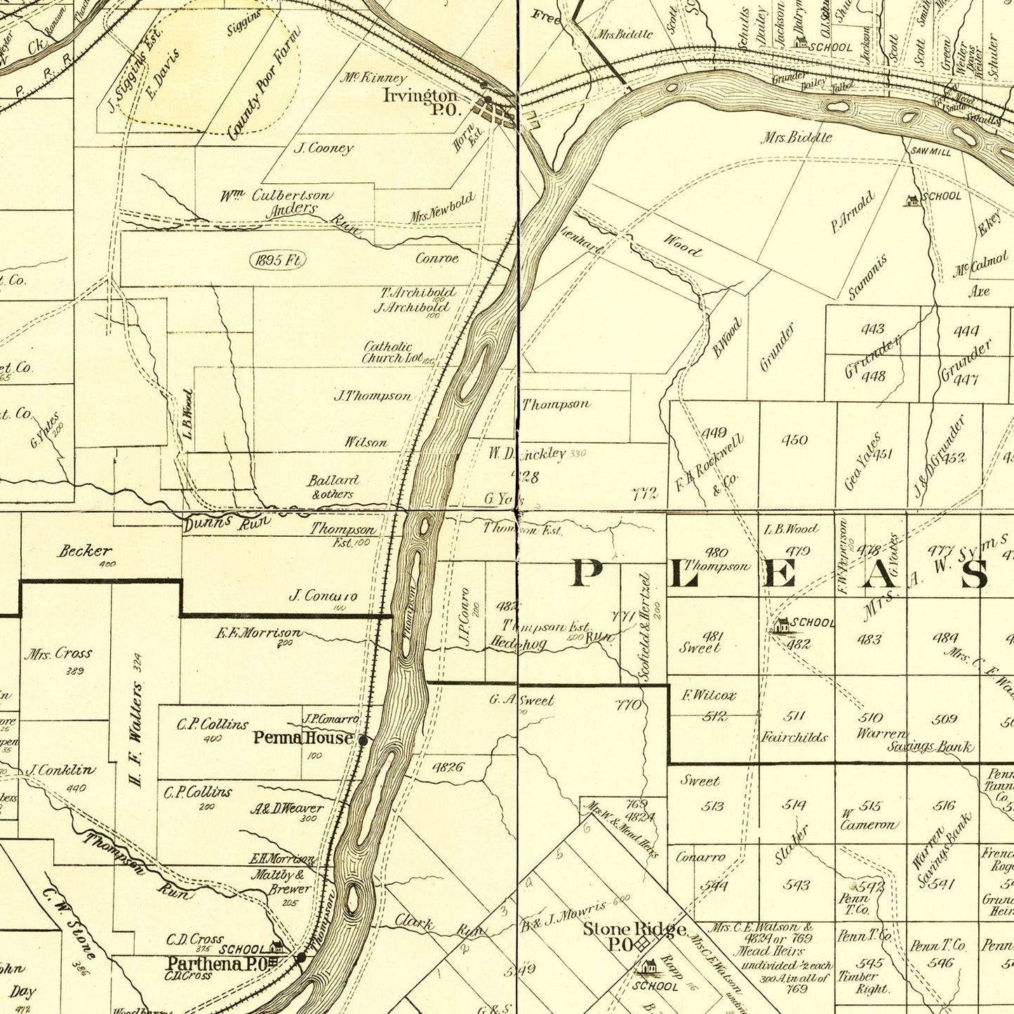 Vintage Map of Warren County, Pennsylvania 1900