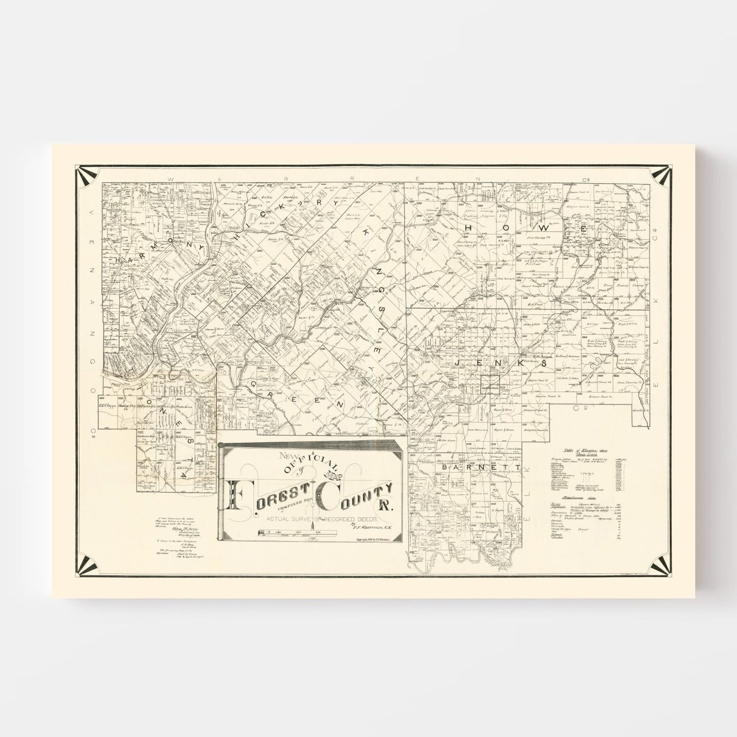 Vintage Map of Forest County, Pennsylvania 1895