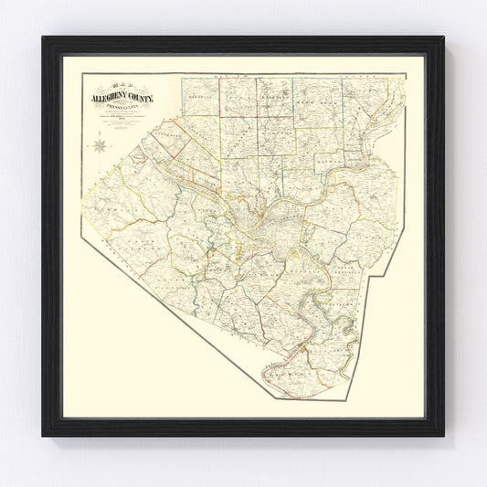Vintage Map of Allegheny County, Pennsylvania 1883