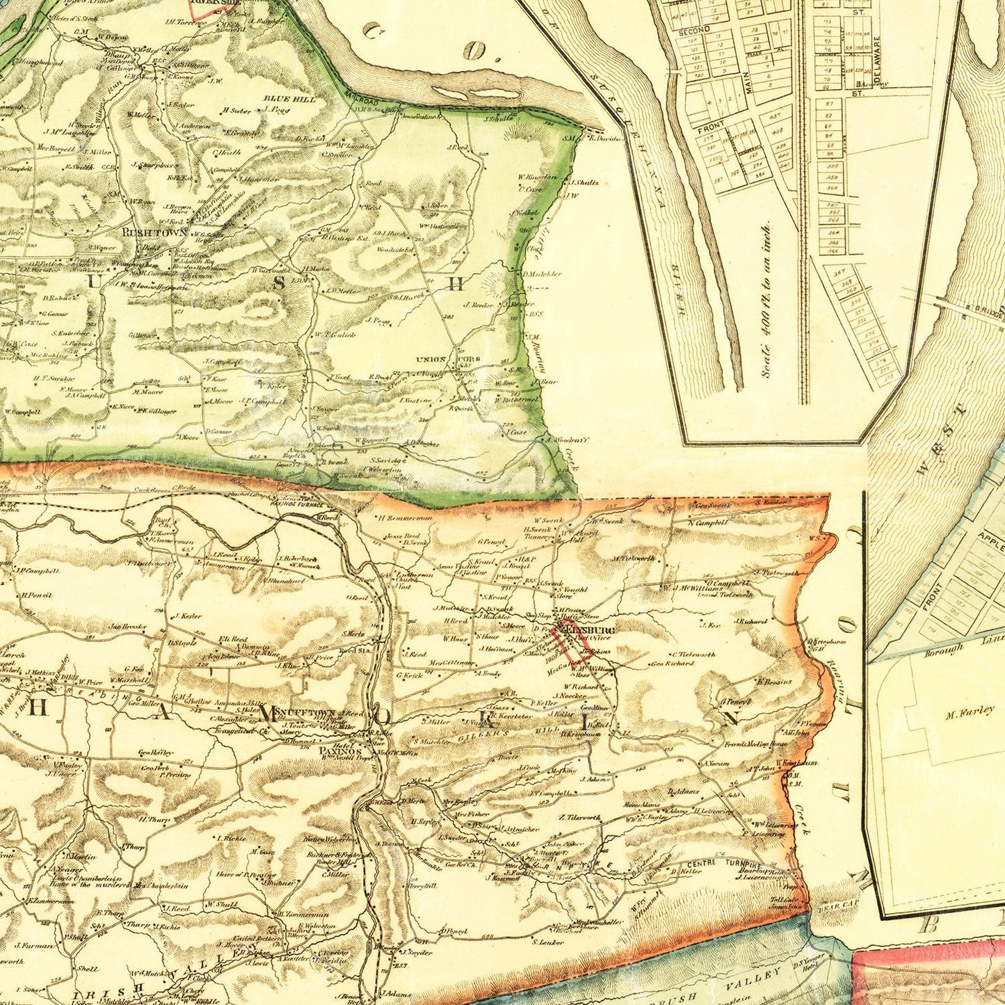 Vintage Map of Northumberland County, Pennsylvania 1874