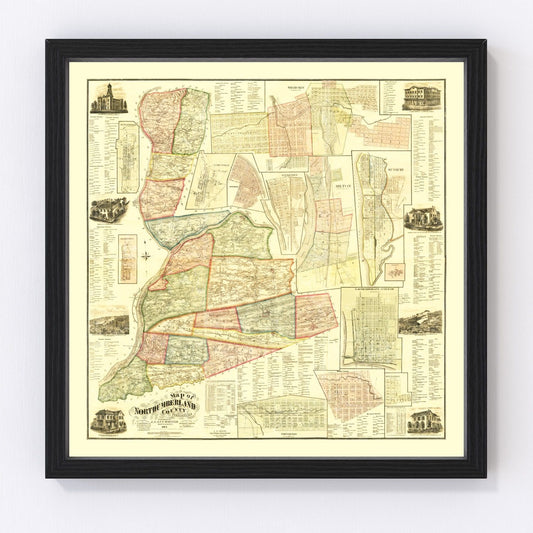 Vintage Map of Northumberland County, Pennsylvania 1874
