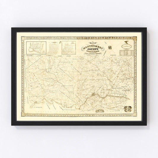 Vintage Map of Montgomery County, Pennsylvania 1849