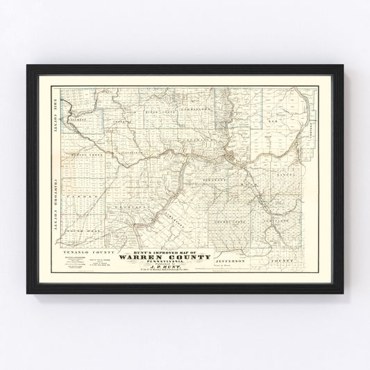 Vintage Map of Warren County, Pennsylvania 1865