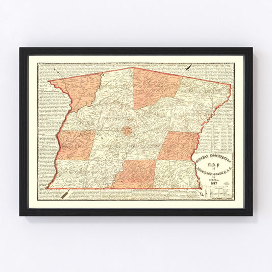 Vintage Map of Anderson County, South Carolina 1877
