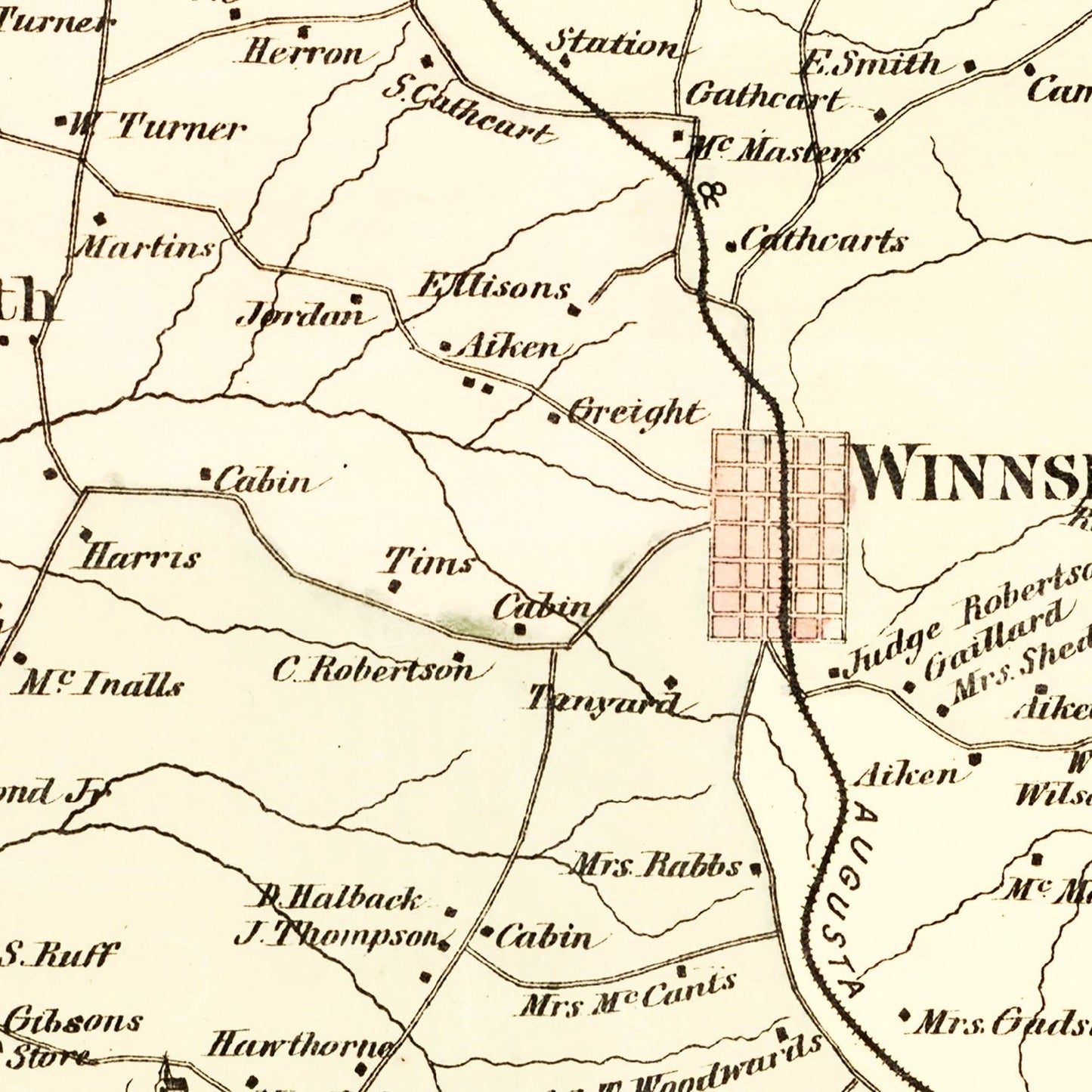 Vintage Map of Fairfield County, South Carolina 1876