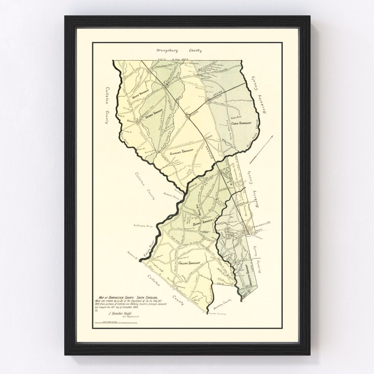 Vintage Map of Dorchester County, South Carolina 1900