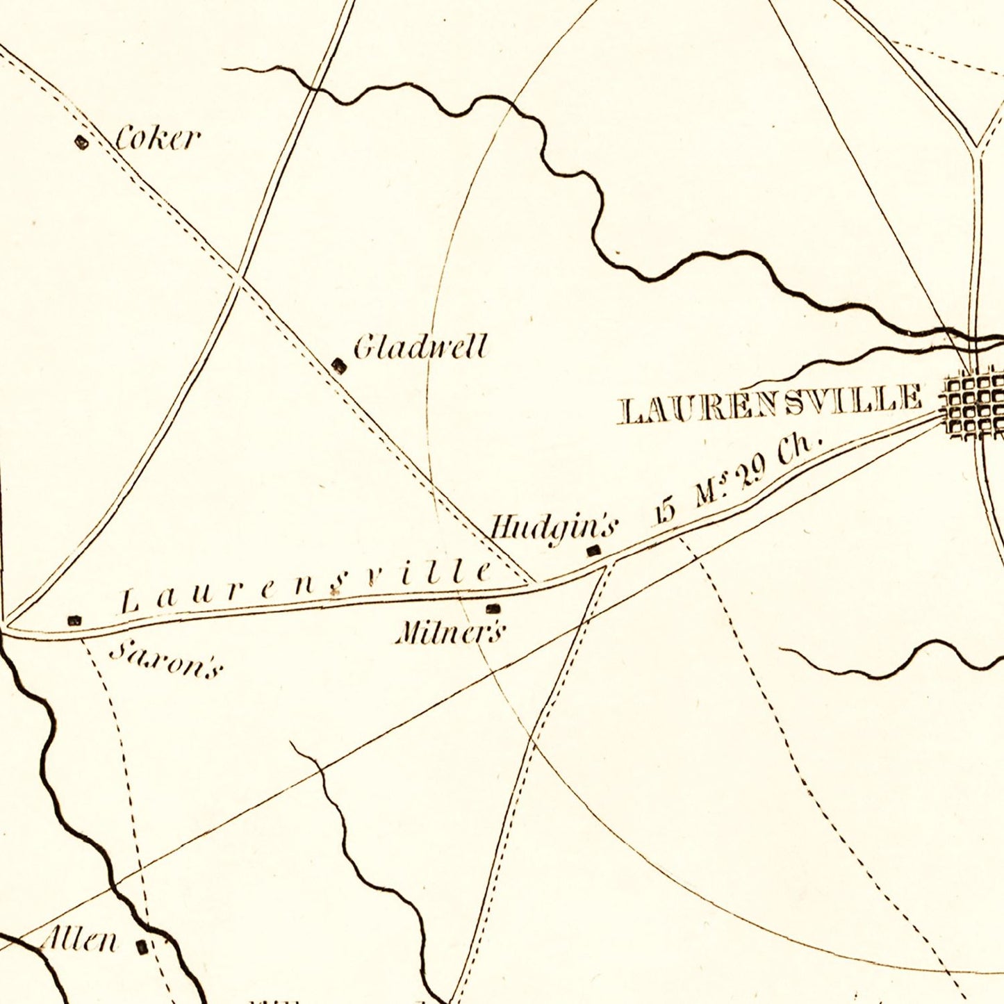 Vintage Map of Laurens County, South Carolina 1825