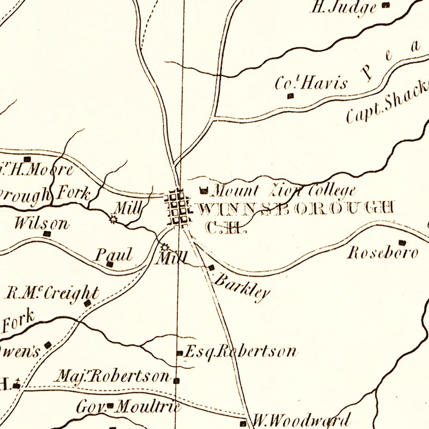 Vintage Map of Fairfield County, South Carolina 1825