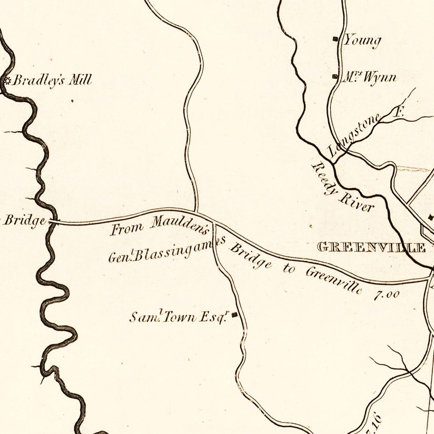 Vintage Map of Greenville County, South Carolina 1825