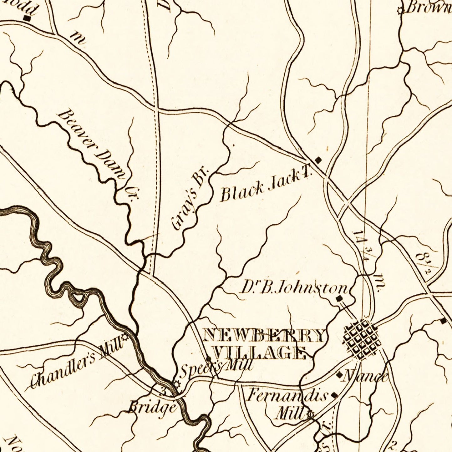Vintage Map of Newberry County, South Carolina 1820