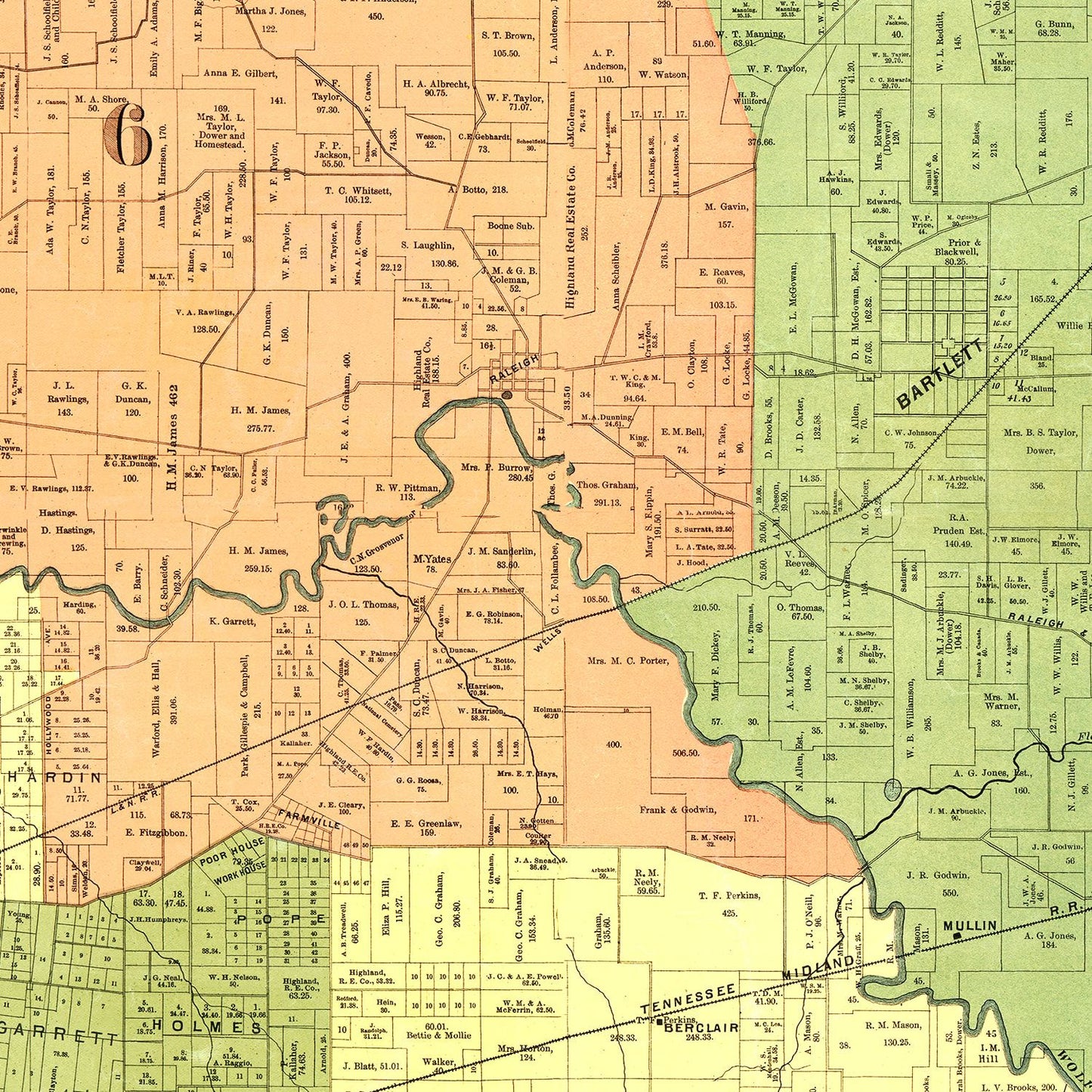 Vintage Map of Shelby County, Tennessee 1888