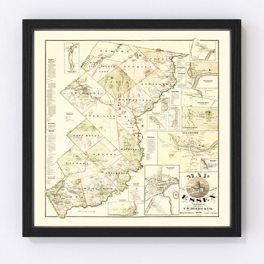 Vintage Map of Essex County, Vermont 1878