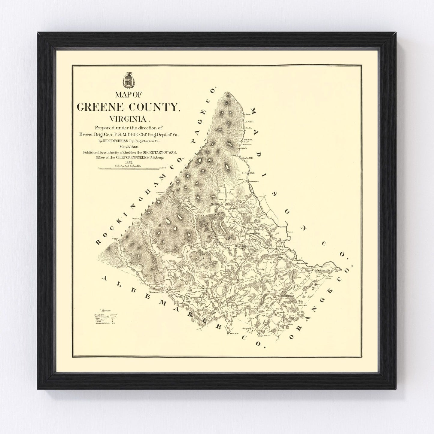 Vintage Map of Greene County, Virginia 1875