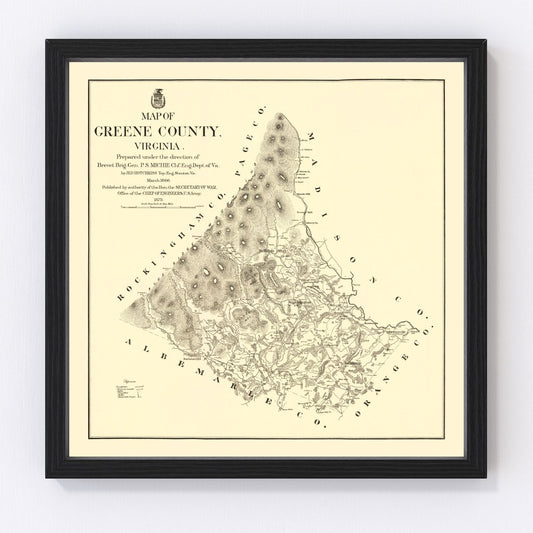 Vintage Map of Greene County, Virginia 1875