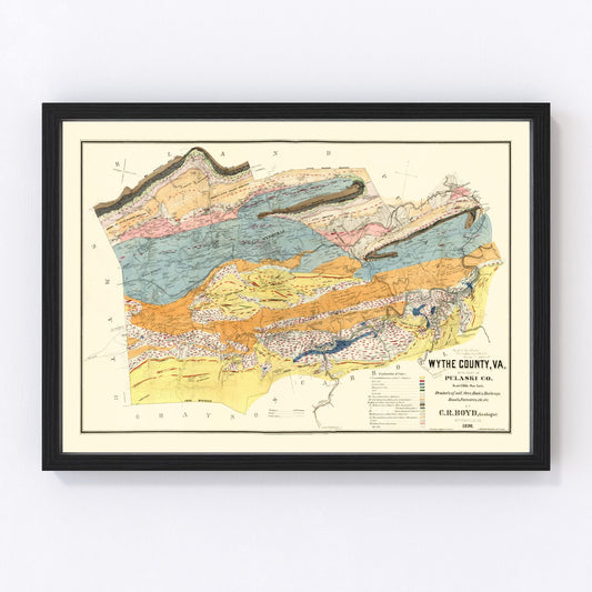 Vintage Map of Wythe County, Virginia 1890