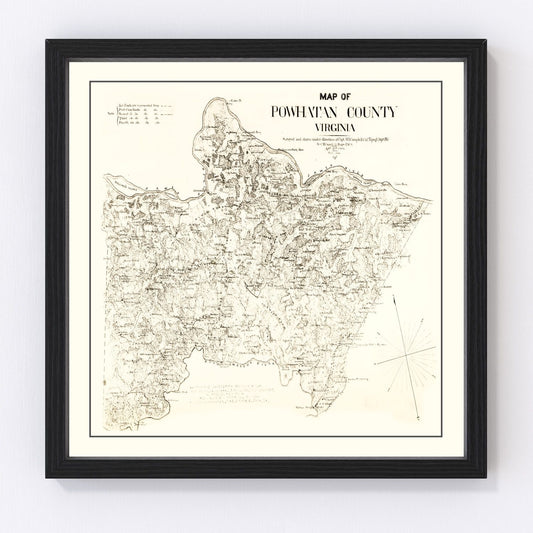 Vintage Map of Powhatan County, Virginia 1864