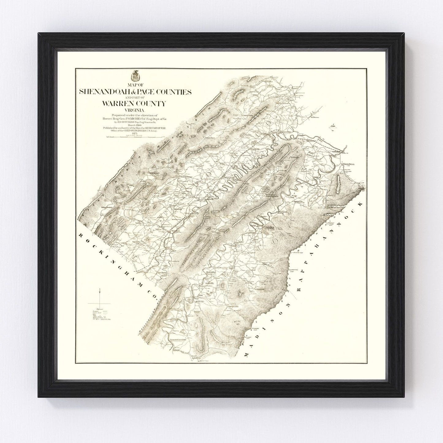 Vintage Map of Shenandoah & Page County, Virginia 1875