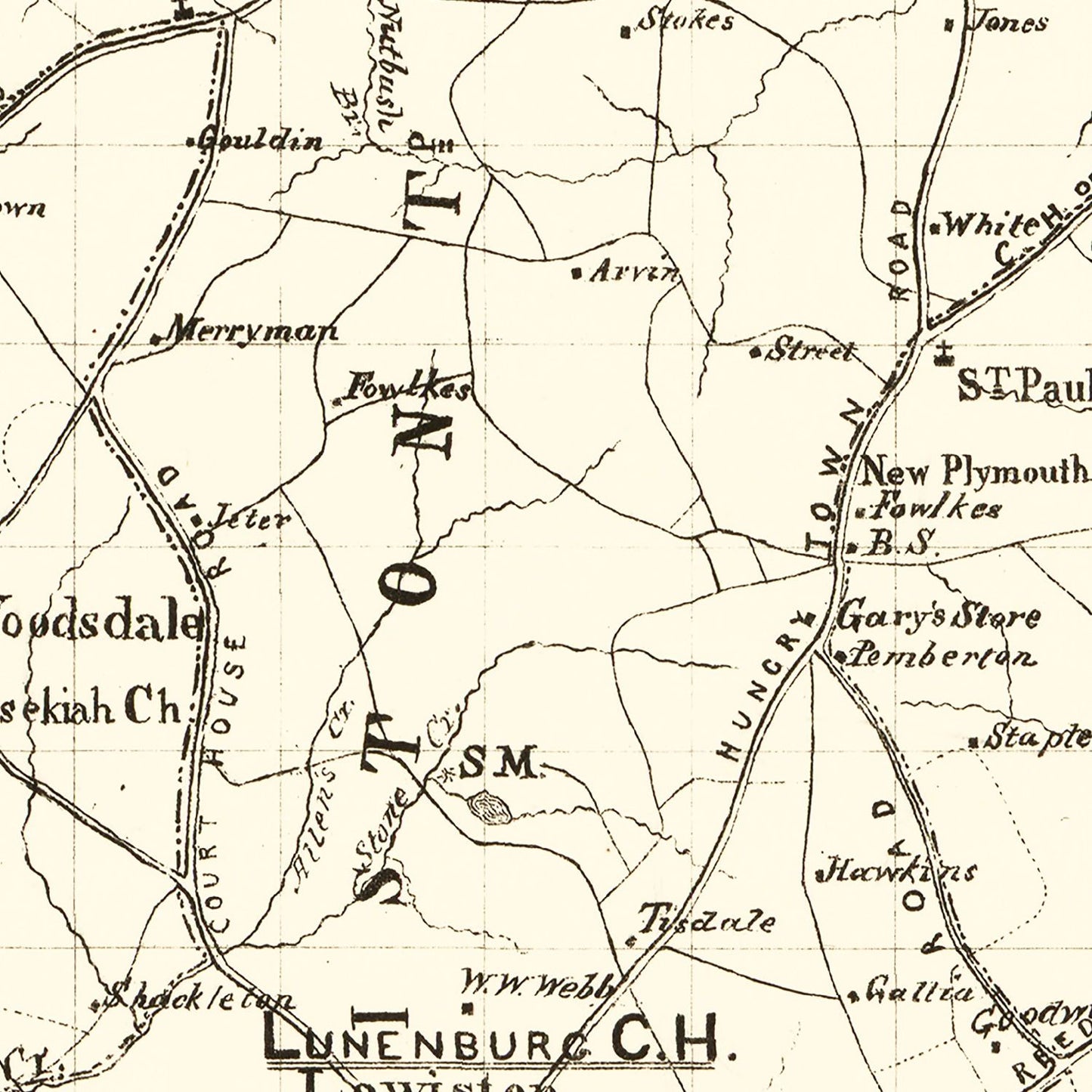 Vintage Map of Lunenburg County, Virginia 1871